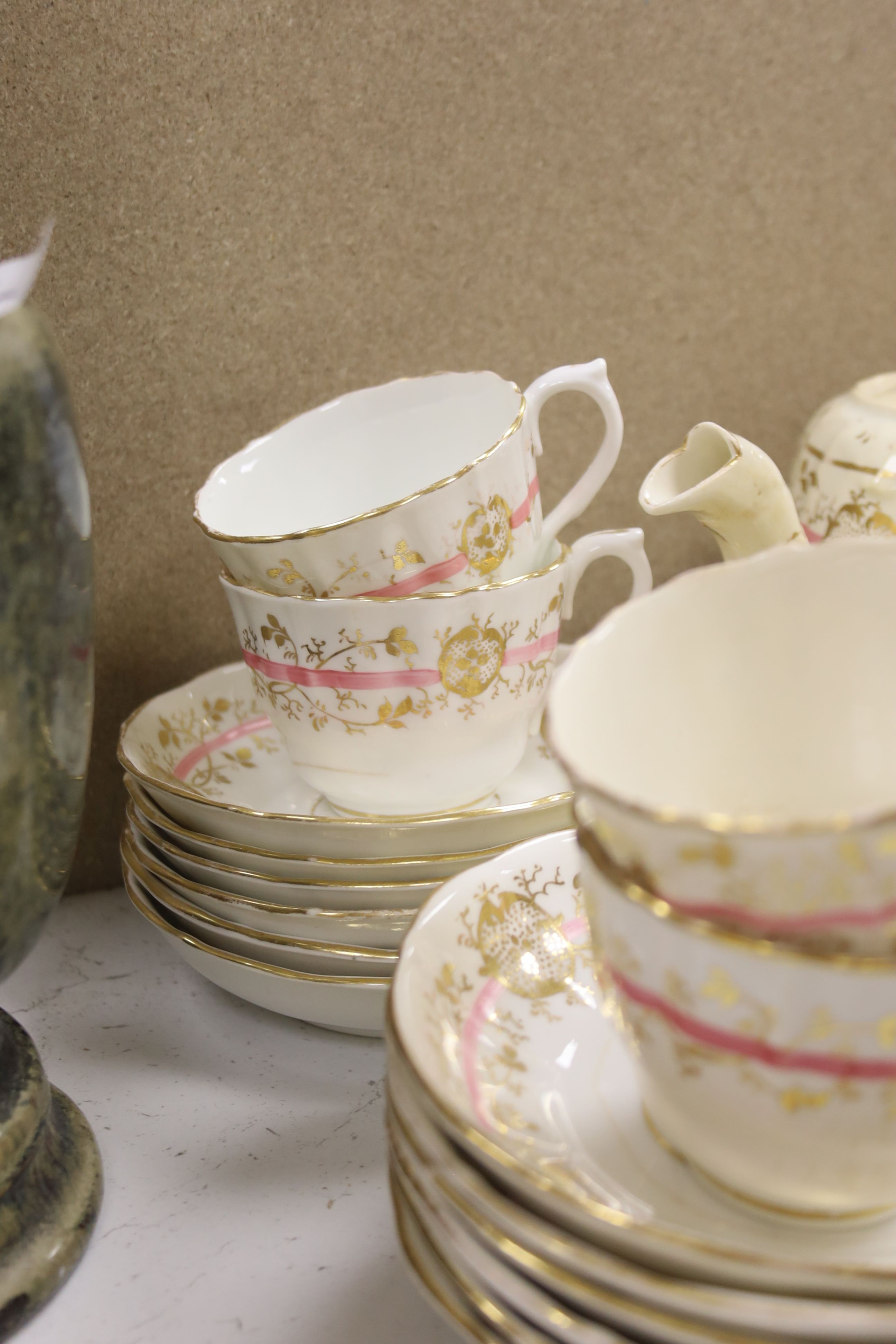 A Rockingham type part tea set